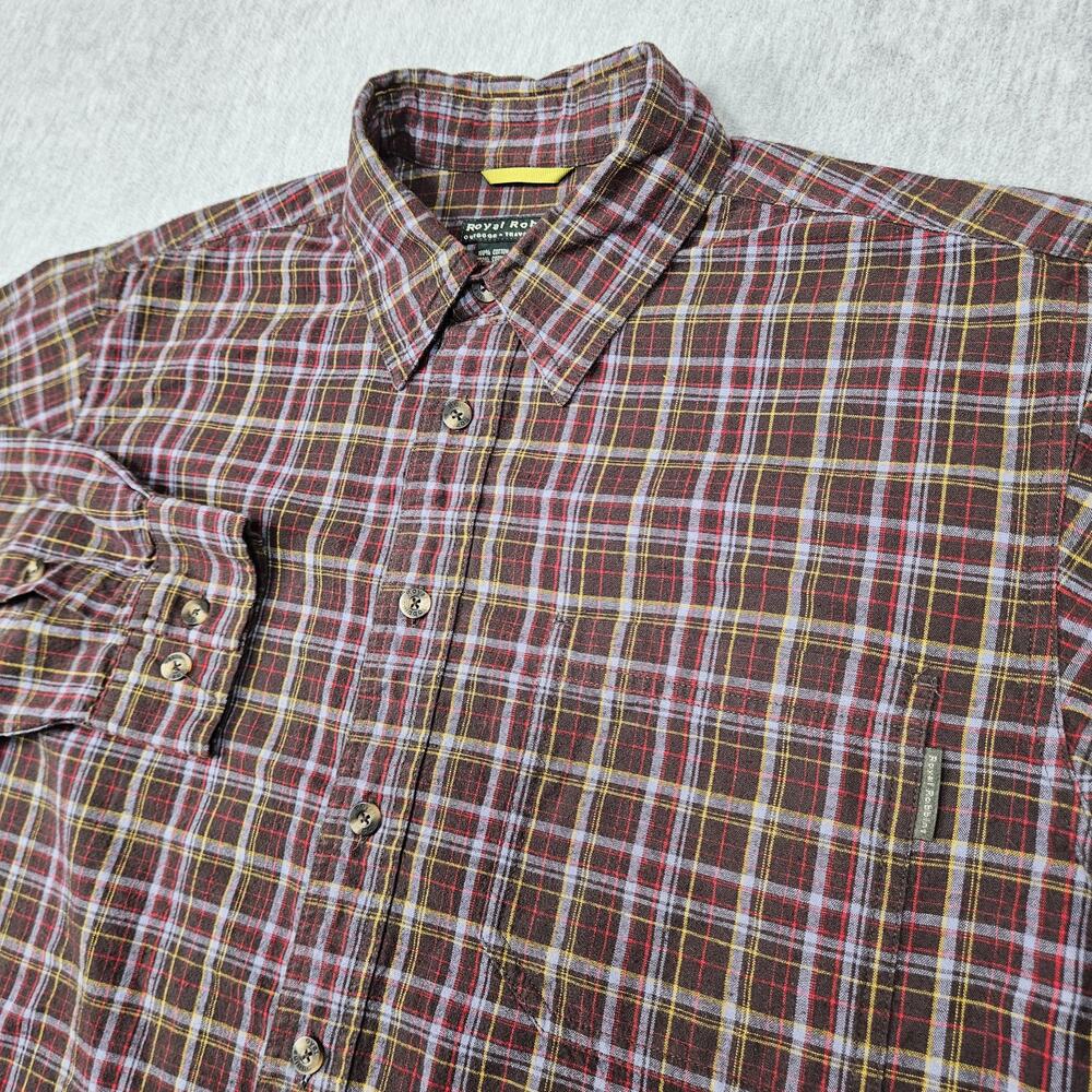 Royal Robbins Shirt Mens Large Plaid Flannel Outdoor Button Down Cotton